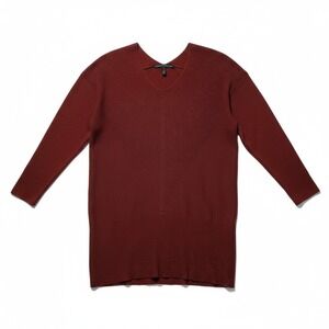 White House Black Market Sweater Small Red Ribbed Knit‎ Long Sleeve